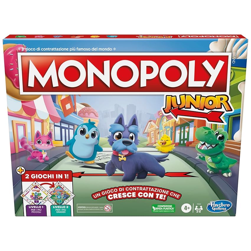 Hasbro Gaming Monopoly Junior - 2 Giochi in 1 Hasbro Gaming Monopoly Junior - 2 Giochi in 1