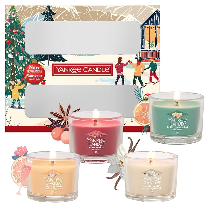 Yankee Candle Set regalo di candele profumate di Natale | 4 mini candele votive riempite Yankee Candle Set regalo di candele profumate di Natale | 4 mini candele votive riempite