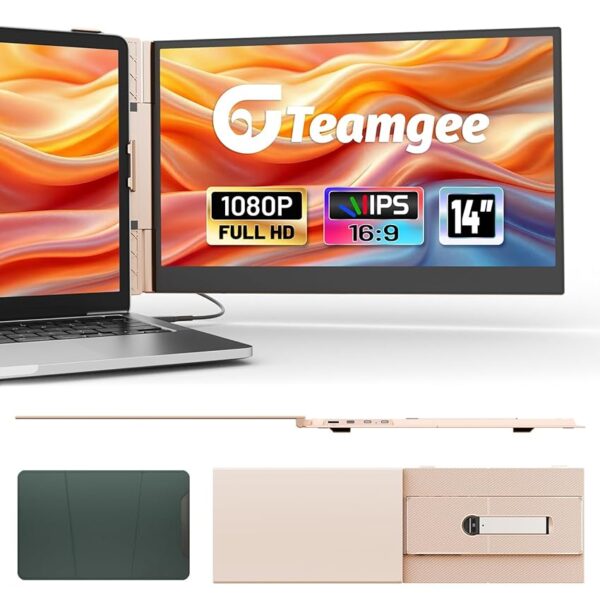 Teamgee 14.1" Monitor portatile color oro rosa - Schermo esterno ultra sottile 1080P