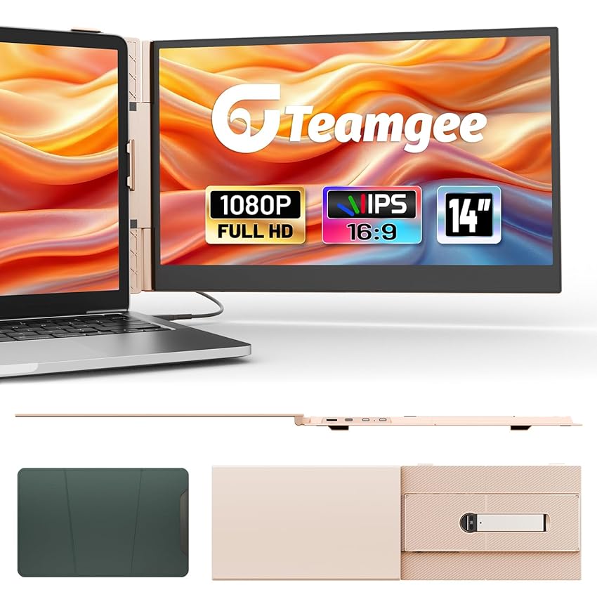 Teamgee 14.1" Monitor portatile color oro rosa - Schermo esterno ultra sottile 1080P Teamgee 14.1" Monitor portatile color oro rosa - Schermo esterno ultra sottile 1080P