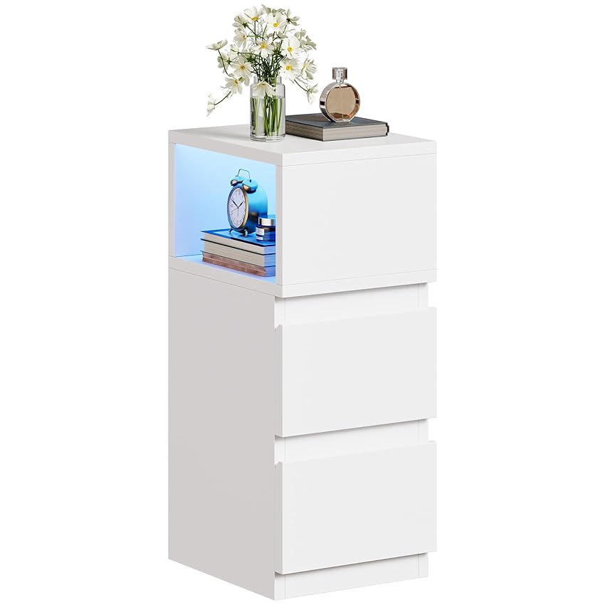 YITAHOME Set di 2 comodini sottili con luce YITAHOME Set di 2 comodini sottili con luce