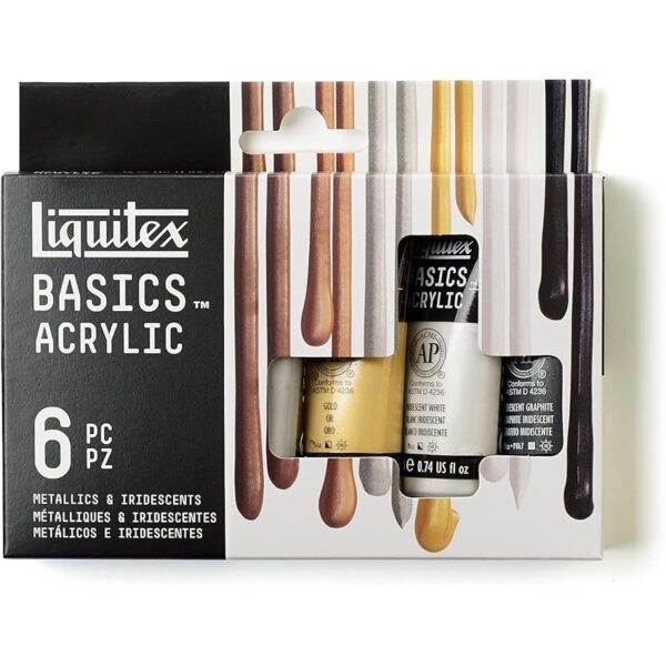 Liquitex LQX SET ACRILICO BASICS 6X118ML METALICOS IRIDISCENTES