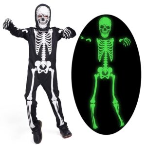 Sincere Party Costume da scheletro bagliore al buio con ossa con guanti