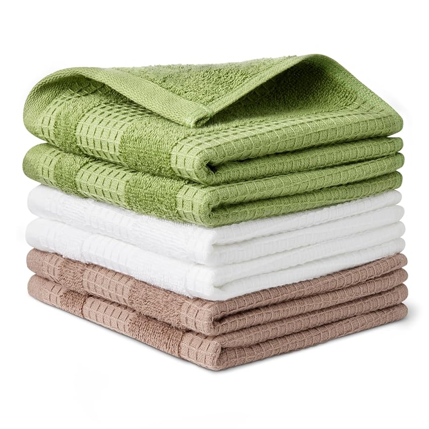 Amazon Basics - Strofinacci da Cucina in 100% Cotone Biologico a Trama Nido d'Ape Amazon Basics - Strofinacci da Cucina in 100% Cotone Biologico a Trama Nido d'Ape
