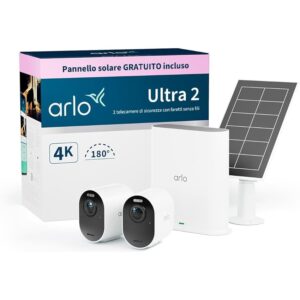Arlo Ultra 2 Telecamera WiFi Esterno Senza Fili + Pannello Solare