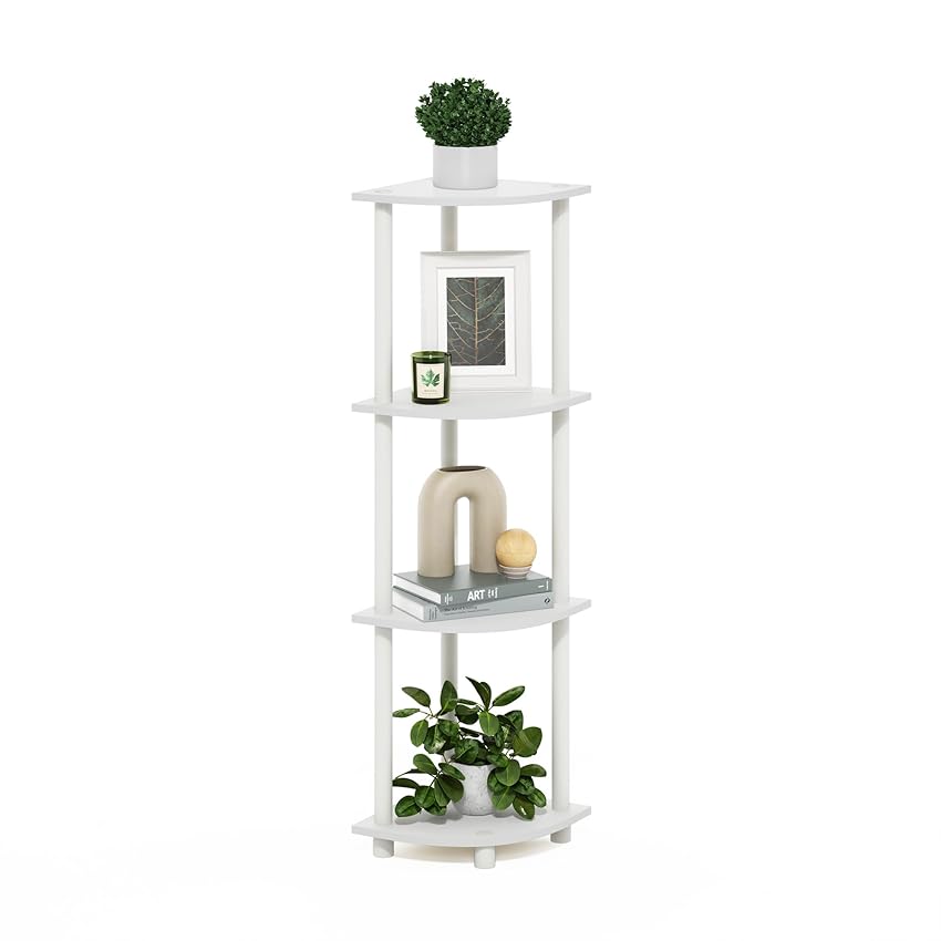 Furinno Turn-N-Tube Scaffale multiuso espositore angolare a 4 livelli Furinno Turn-N-Tube Scaffale multiuso espositore angolare a 4 livelli