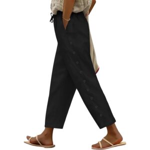 Yuson Girl Pantaloni Donna Pantaloni in Cotone Estivi 7/8 Pantalone Elastici in Vita
