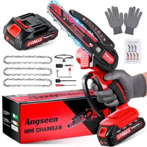 Angseen Mini Motosega a Batteria Per Potatura con 3 Catene