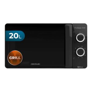 Cecotec Microondas con Grill Negro ProClean 3130. 700 W en 6 Niveles