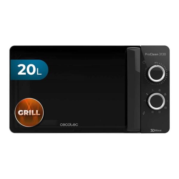 Cecotec Microondas con Grill Negro ProClean 3130. 700 W en 6 Niveles