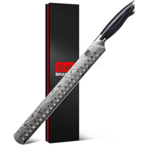 SHAN ZU Coltello Prosciutto Giapponese a Acciaio a Polvere 30cm Coltello per Barbecue