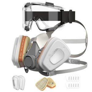 AIMAX Maschera Respiratoria con Filtro A1P2 e Occhiali Protettivi