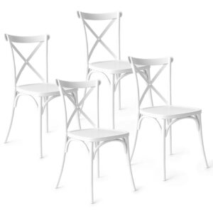 Baroni Home Set 4 Sedie in Plastica Bianca – Impilabili