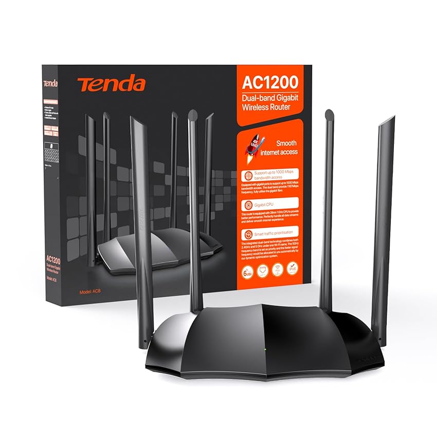 Tenda AC8 Router WiFi AC1200 - Router Wireless Dual Band 5GHz/2.4GHz