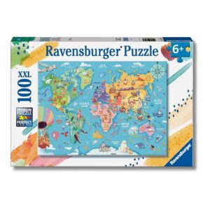 Ravensburger - Puzzles XXL Mappa Del Mondo | Puzzle 6 Anni In Su | Puzzle 100 Pezzi