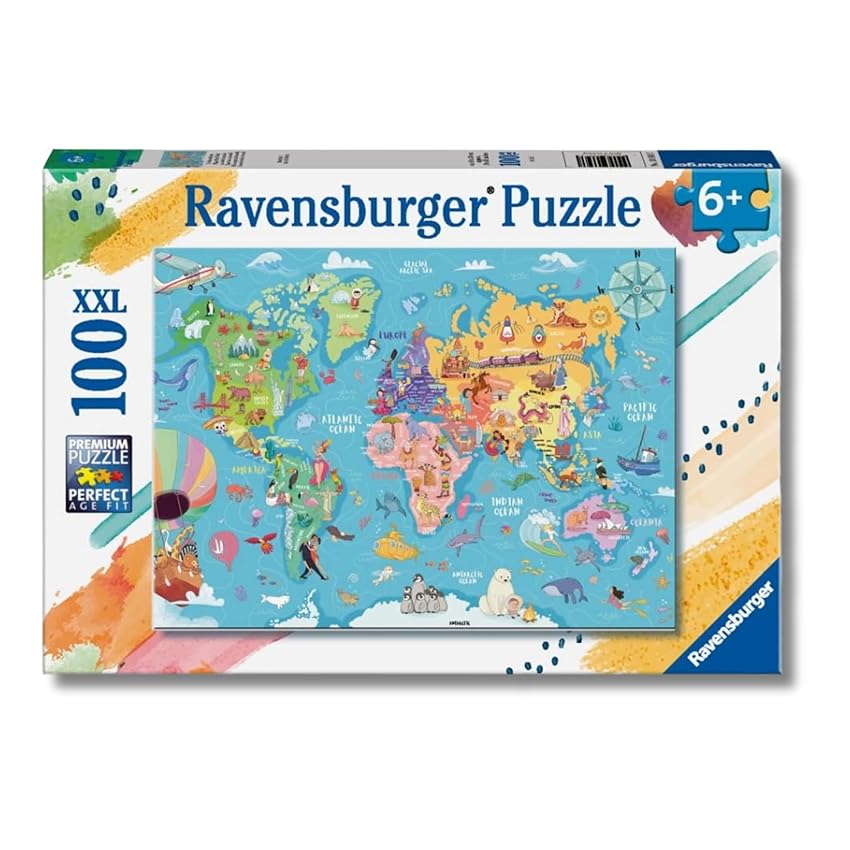 Ravensburger - Puzzles XXL Mappa Del Mondo | Puzzle 6 Anni In Su | Puzzle 100 Pezzi Ravensburger - Puzzles XXL Mappa Del Mondo | Puzzle 6 Anni In Su | Puzzle 100 Pezzi