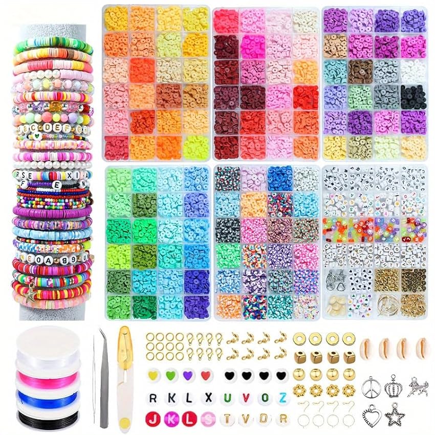 Kit per la creazione di braccialetti 24 in 1 con perline e fogli di argilla polimerica 3160