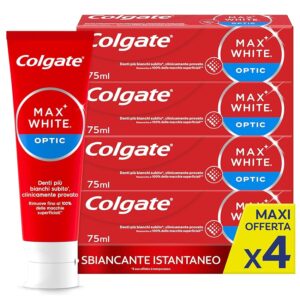 Colgate Dentifricio Sbiancante Max White Optic 4 Confezioni da 75 ml I Clinicamente