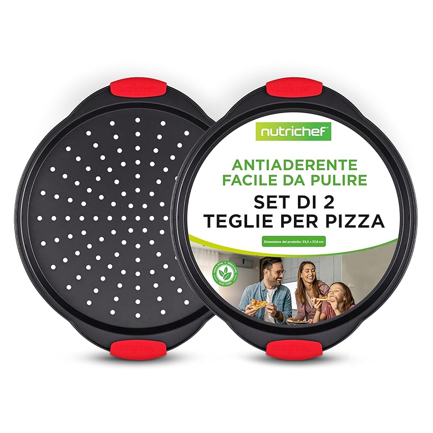 NutriChef Set da 2 Teglie da Forno Antiaderenti per Pizza da 33 cm NutriChef Set da 2 Teglie da Forno Antiaderenti per Pizza da 33 cm