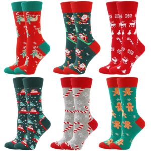 BISOUSOX Calzini Natale Donna Divertenti 6 Paia Cotone Calze Natalizie Colorate Regalo Donna Uomo 36