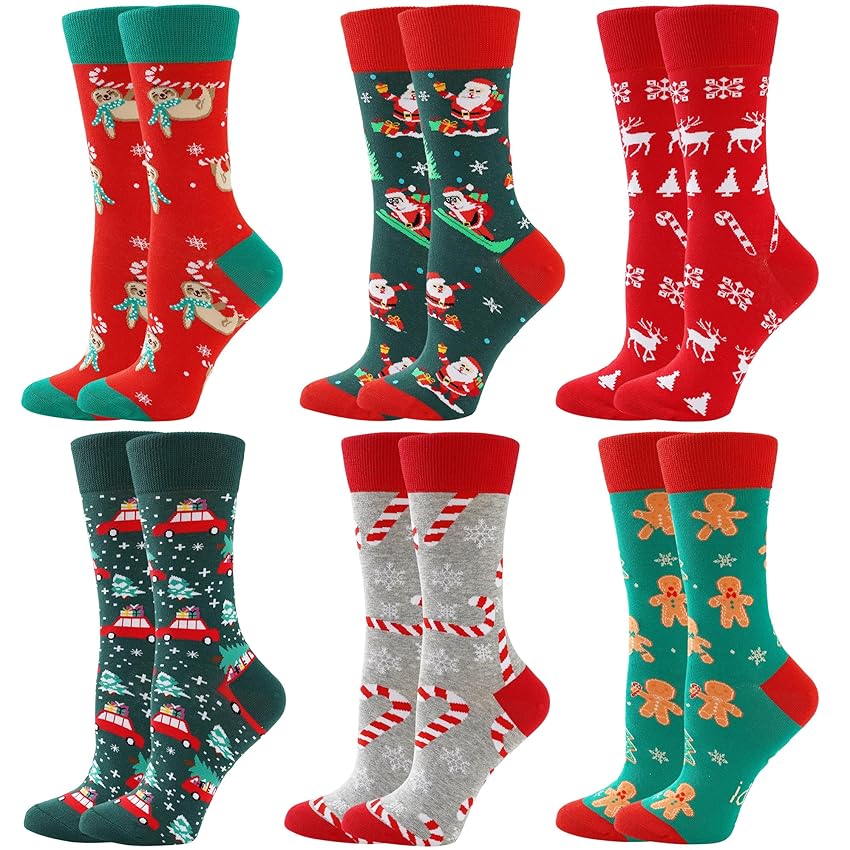 BISOUSOX Calzini Natale Donna Divertenti 6 Paia Cotone Calze Natalizie Colorate Regalo Donna Uomo 36 BISOUSOX Calzini Natale Donna Divertenti 6 Paia Cotone Calze Natalizie Colorate Regalo Donna Uomo 36