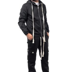 Coordinato Tuta Uomo Invernale Felpa Zip Pantaloni Cargo Cotone Felpato VEQUE