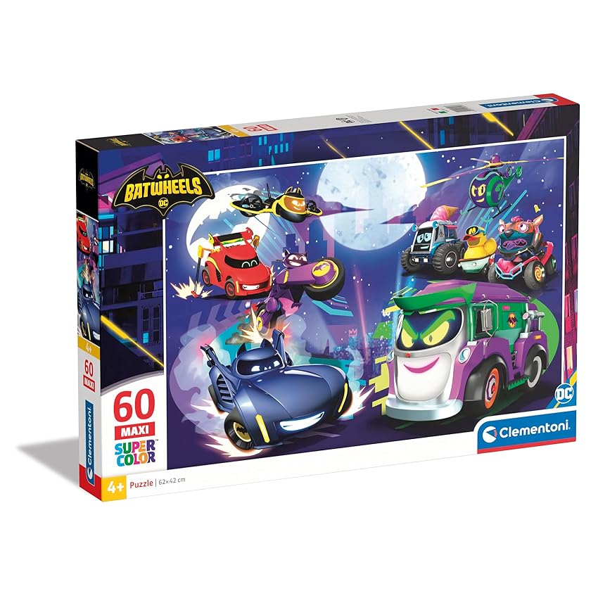 Clementoni- Batwheels Supercolor Puzzle-Batwheels-60 Maxi Pezzi Bambini 4 Anni