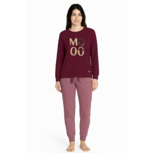Lingerie Shop Pigiama Donna Caldo Cotone Invernale Lungo Maglia + Pantalone Vari Modelli e Fantasie (IT)