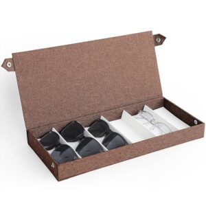 Cozary Porta Occhiali Multiplo - Custodia Rigida per Occhiali con Coperchio e Chiusura a Pressione