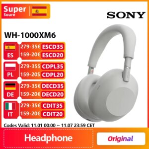 Originale Sony WH-1000XM6 Cuffie wireless con cancellazione del rumore HD ⁤Processore