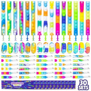 BONNYCO Braccialetti e Portachiavi Pack 30 Pop It Gadget Compleanno Bambini Regalini