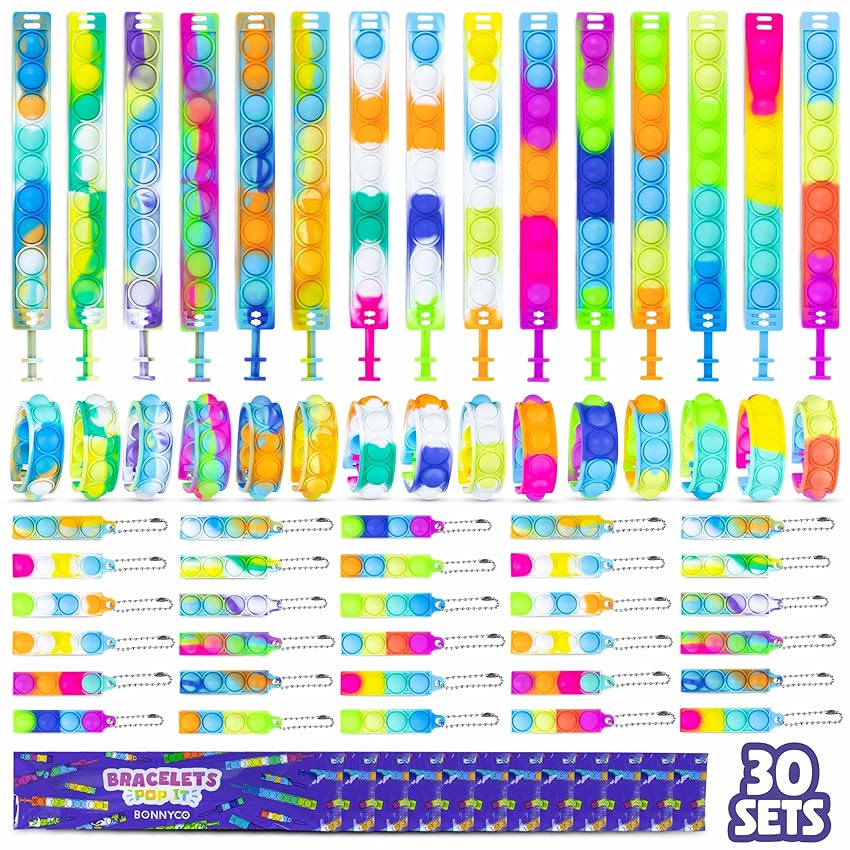 BONNYCO Braccialetti e Portachiavi Pack 30 Pop It Gadget Compleanno Bambini Regalini BONNYCO Braccialetti e Portachiavi Pack 30 Pop It Gadget Compleanno Bambini Regalini