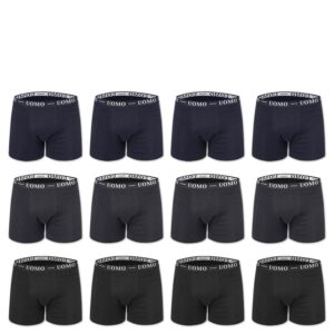 Set 24 Pezzi Boxer Uomo Mutande Cotone Elastico Intimo Nero Grigio Blu VEQUE