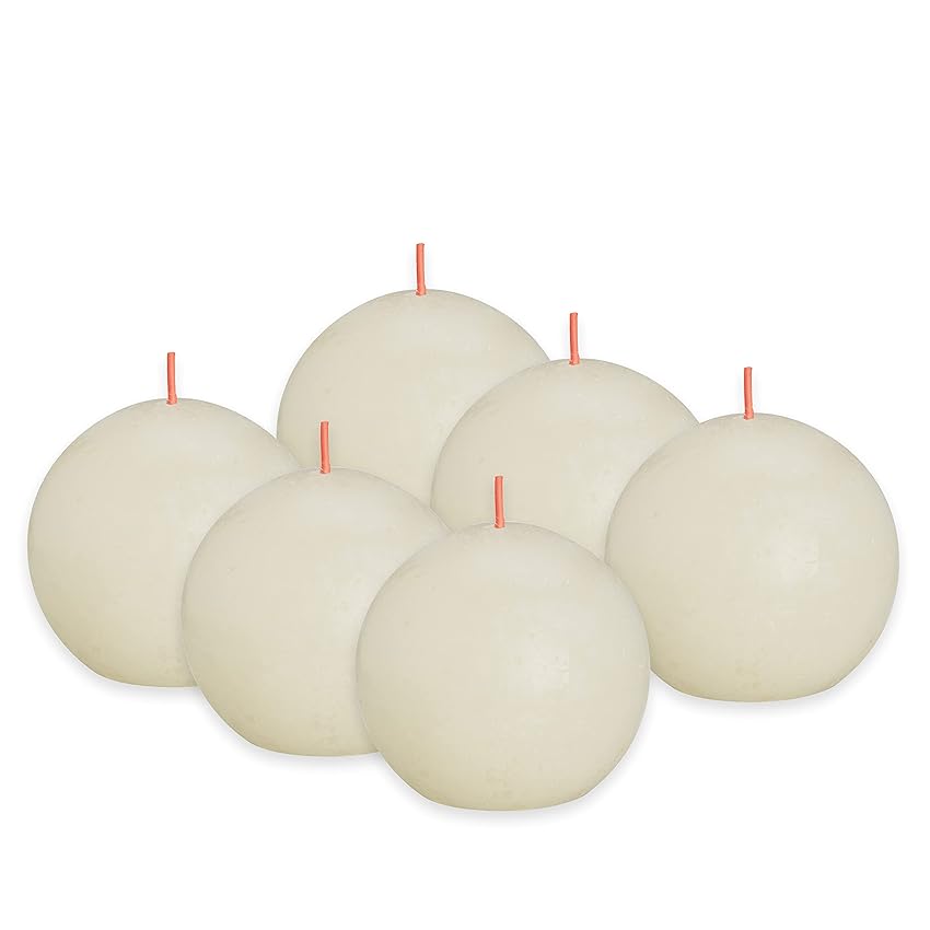 Bolsius Candela a sfera rustica - avorio - 6 pezzi - Ø 7 Bolsius Candela a sfera rustica - avorio - 6 pezzi - Ø 7