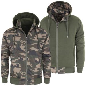 Giubbotto Uomo Invernale Double Face Giubbino Cappuccio Imbottito Militare VEQUE