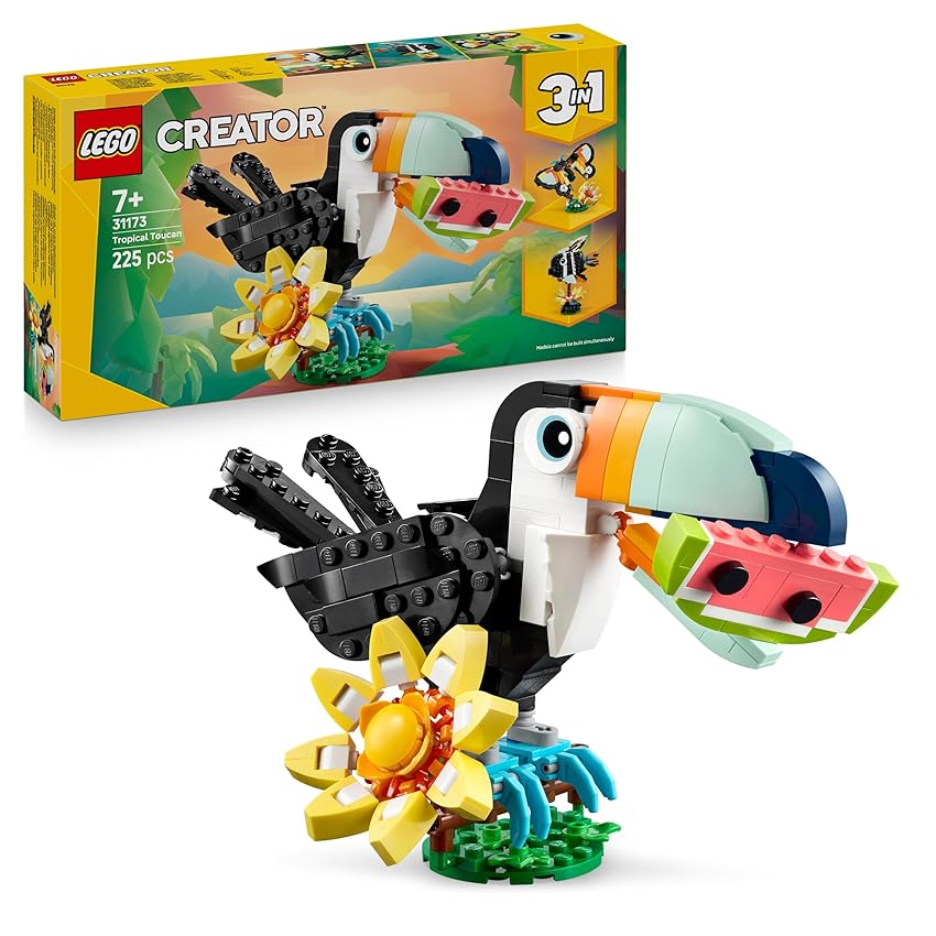 LEGO Creator 3 in 1 Animali Selvatici: Tucano Tropicale con Fiore LEGO Creator 3 in 1 Animali Selvatici: Tucano Tropicale con Fiore