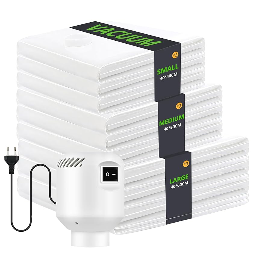 9 Pezzi Sacchi Sottovuoto Vestiti con Pompa Elettrica 9 Pezzi Sacchi Sottovuoto Vestiti con Pompa Elettrica