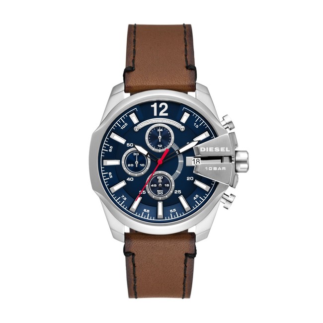 Orologio Uomo DIESEL BABY CHIEF DZ4599 Chrono Pelle Marrone Blu