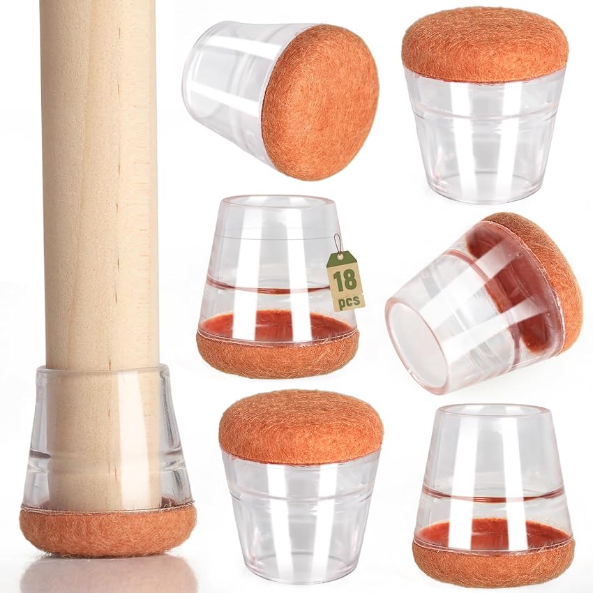 Euqvunn 18 Pezzi Gommini per Sedie Rotondi con Feltro - Tappini per Gambe Sedia per Euqvunn 18 Pezzi Gommini per Sedie Rotondi con Feltro - Tappini per Gambe Sedia per