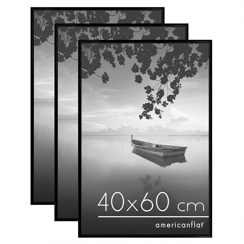 Americanflat Set di 3 Cornici 40x60 cm - Cornici per Foto con Bordo Sottile Nero e Plexiglass Americanflat Set di 3 Cornici 40x60 cm - Cornici per Foto con Bordo Sottile Nero e Plexiglass