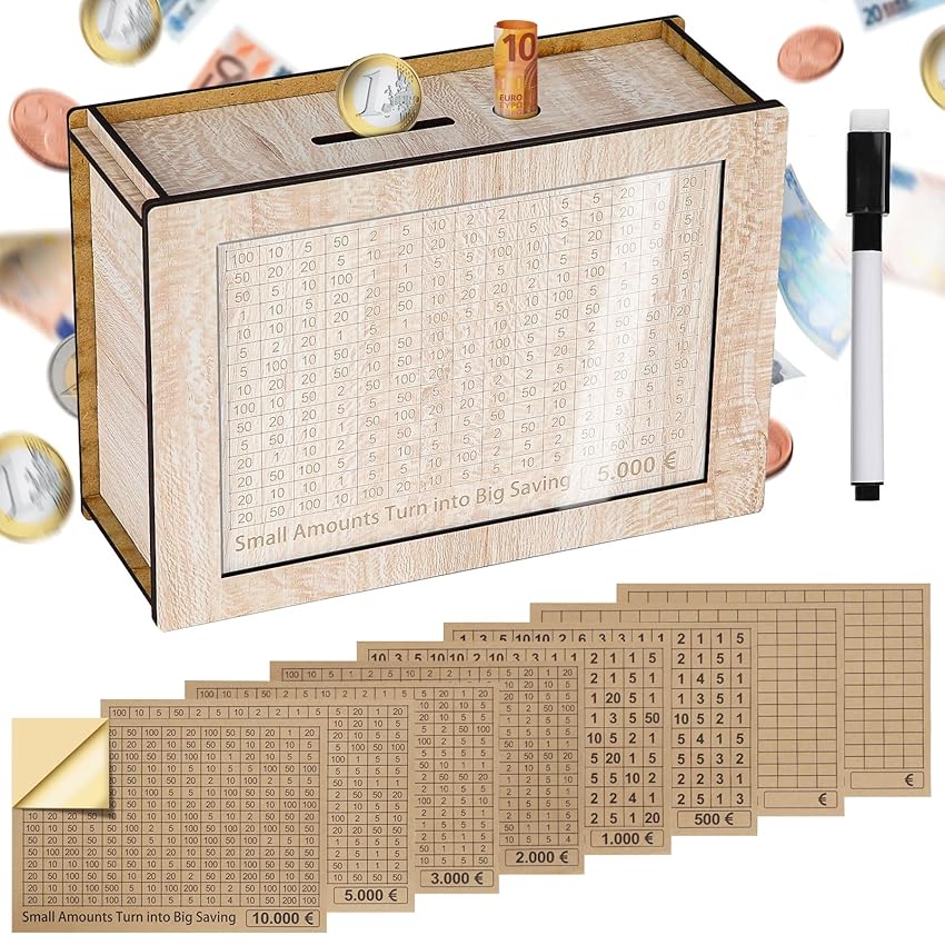 Alyvisun Salvadanaio in legno con pennarello