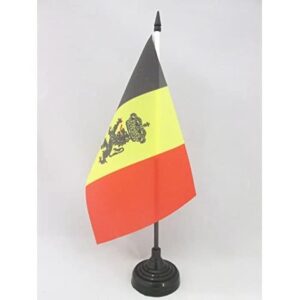 AZ FLAG Bandiera Da Tavolo Belgio Con Leone 21x14 cm - Piccola Bandierina Belga Con Stemma 14 x 21 cm