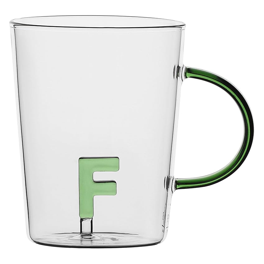 LA PORCELLANA BIANCA - Tazza Lettera 'F' in vetro borosilicato