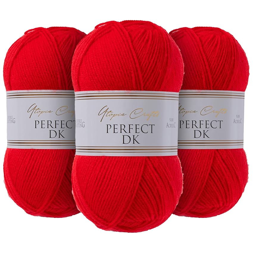 Utopia Crafts DK Double Knitting Yarn 3x 100g (Scarlet)