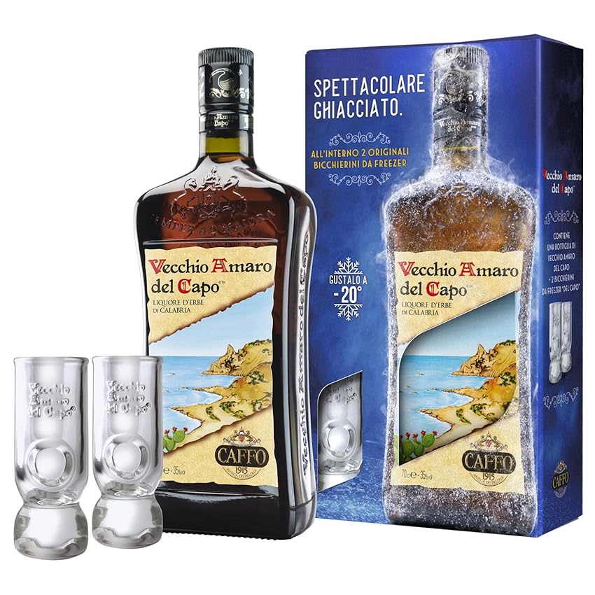 Vecchio Amaro del Capo Confezione con 2 Bicchieri per Freezer Vecchio Amaro del Capo Confezione con 2 Bicchieri per Freezer