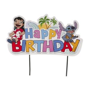 dekora - Cake Topper di Stitch "Happy Birthday" - Decorazione per Torta di Compleanno