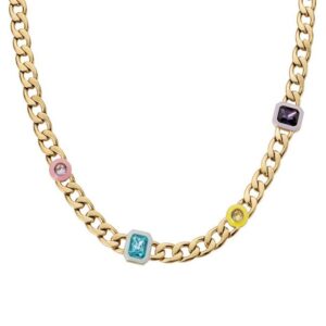 Liu Jo Fashion LJ2221 Collana in acciaio laminata oro con pietre multicolore