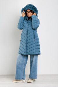 Piumino Donna Lungo Invernale Giubbotto Imbottito Con Cappuccio Giacca VEQUE