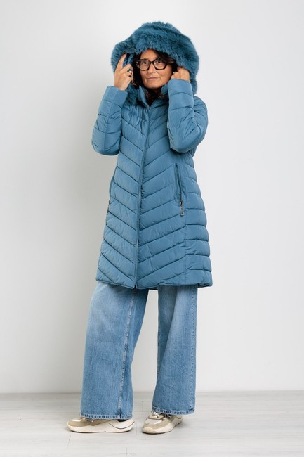 Piumino Donna Lungo Invernale Giubbotto Imbottito Con Cappuccio Giacca VEQUE