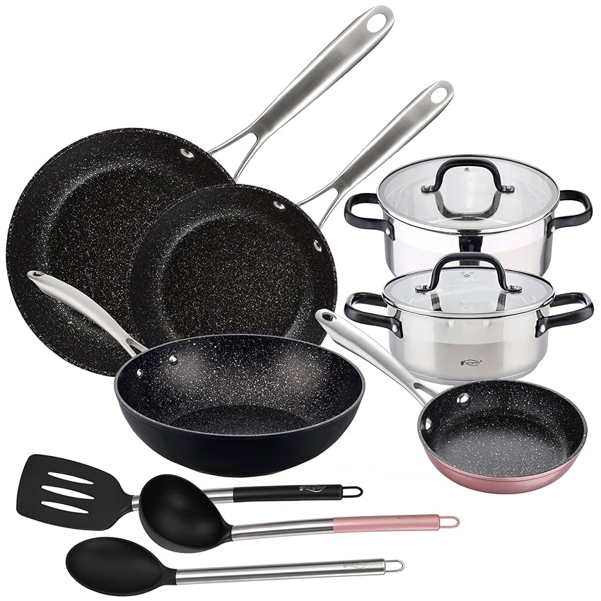 Batteria da cucina con: pentole 20x8.5 e 24x10.5 cm con coperchi